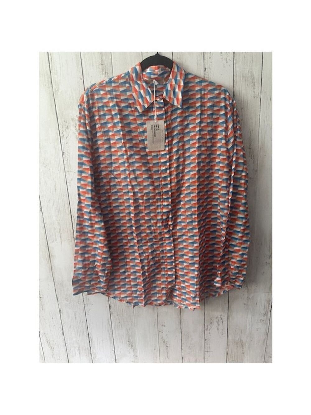 NWT Jimmy Choo Lona Beach Shirt S Geometric Print 100% Cotton Button Down - Picture 2 of 8